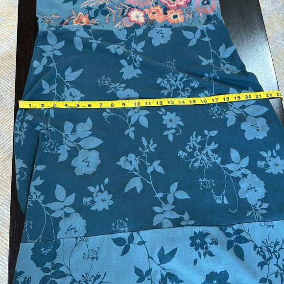 Boho Lagenlook Floral Embroidered Aqua Blue Maxi Dress SZ S - Picture 10 of 11